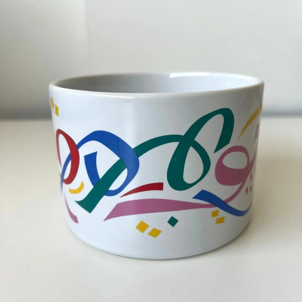 Vintage FTDA Confetti Ribbons Celebration Planter Pot Cachepot Taiwan